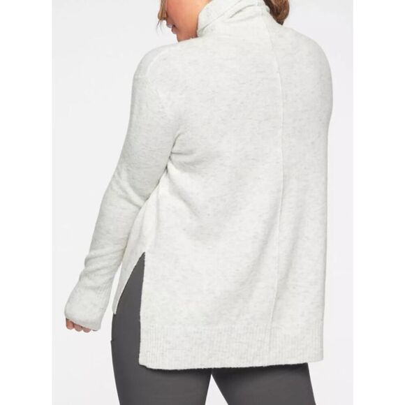 Athleta Transit Pullover Sweater XS Space Dye Cream Gray Turtleneck NWT $98 - Picture 2 of 7